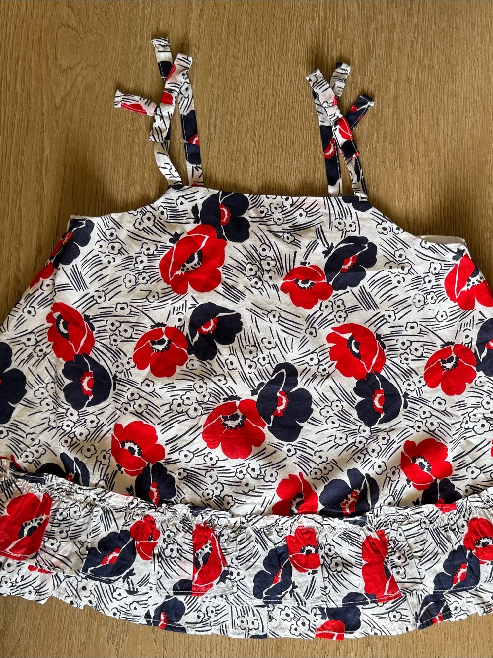 Janie and Jack Girls Sz 10 NWT Red White Navy Blue Floral Sleeveless Swing Top